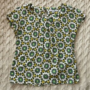 Boden pleated neck silk/viscose blend blouse